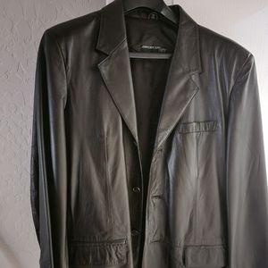Napa leather Jones NYC sports coat size 44R. Dark brown. New. Super Soft.